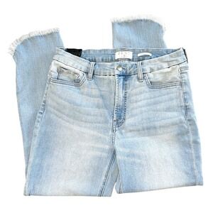 JEN7 by 7 For All Mankind Ankle Skinny Jeans Size 8 Light Wash Tulip Frayed Hem